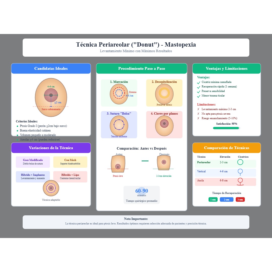 Diagrama mdico mostrando patrn de incisin periareolar en mastopexia